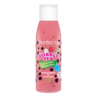 Perfecta Bubble Tea skoncentrowany żel pod prysznic Exotic Fruits + Czarna Herbata MINI z kombuchą, jagodami goji i hydrożelowymi kulkami 100 ml