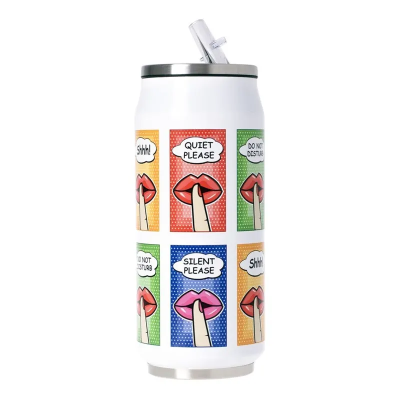 Puszka kubek term. 500ml Biały"Quiet Cisza"/OD1393