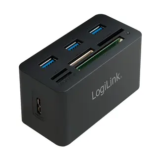 LogiLink Hub USB, z all-in-one card reader, czarny
