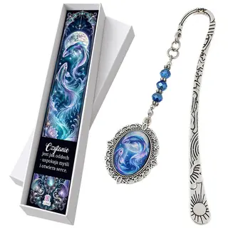 Zakładka do książki znak zodiaku Ryby fantasy niebieska prezent