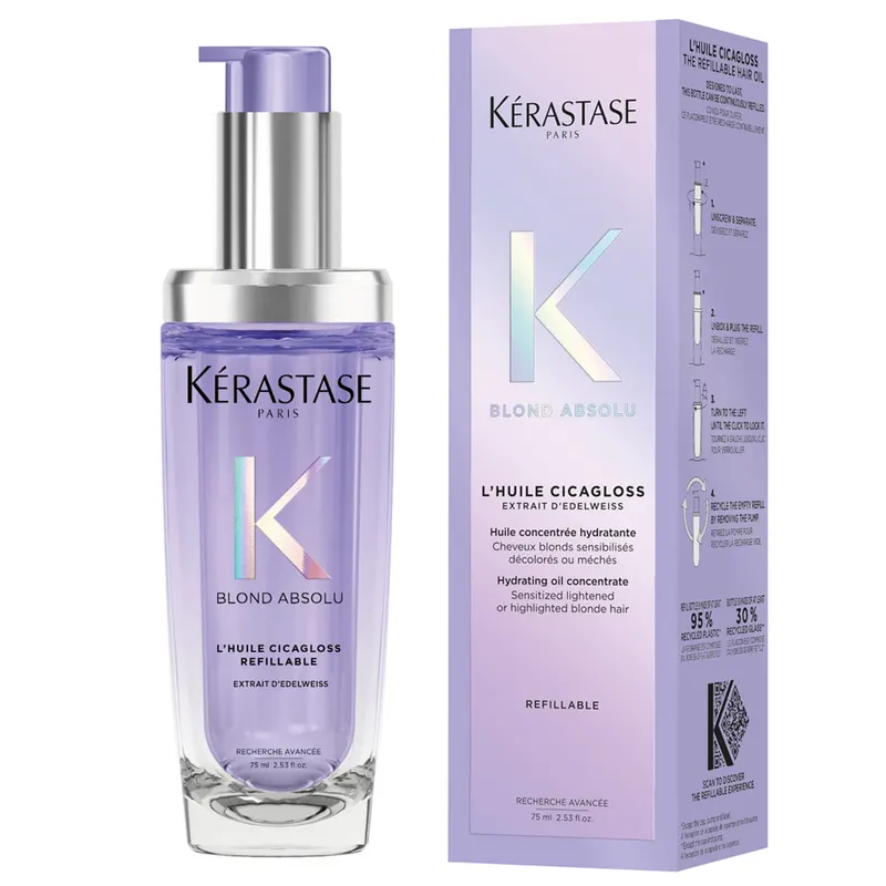Kerastase Blond Absolu Cicagloss Refillable Olejek do Włosów Blond z Możliwością Ponownego Uzupełniania 75ml