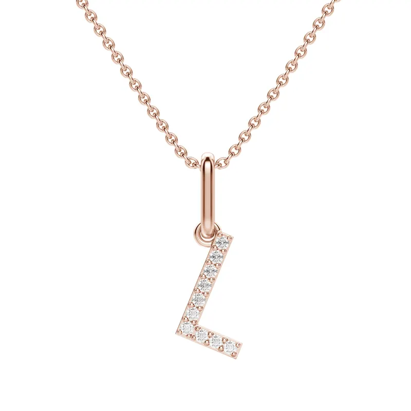 Wisiorek Litera "L" Laboratoryjny Diament 585 Różowe Złoto (14K)