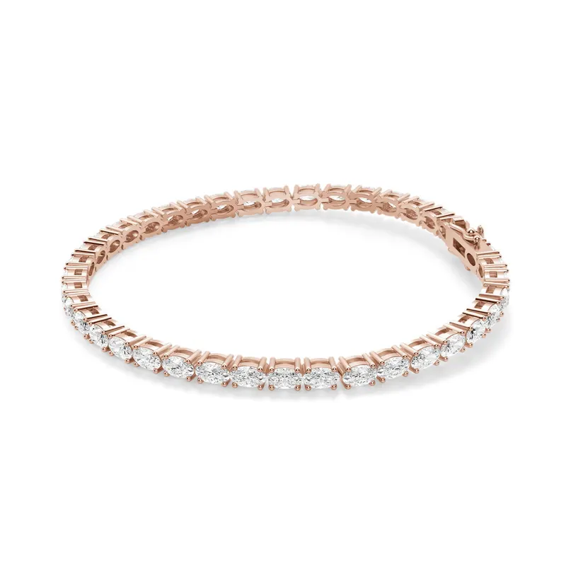 4 Prong Owalna Tenisowa Bransoletka s Laboratoryjnym Diamentem 9,00 krt z różowego złota pr. 14K (585)