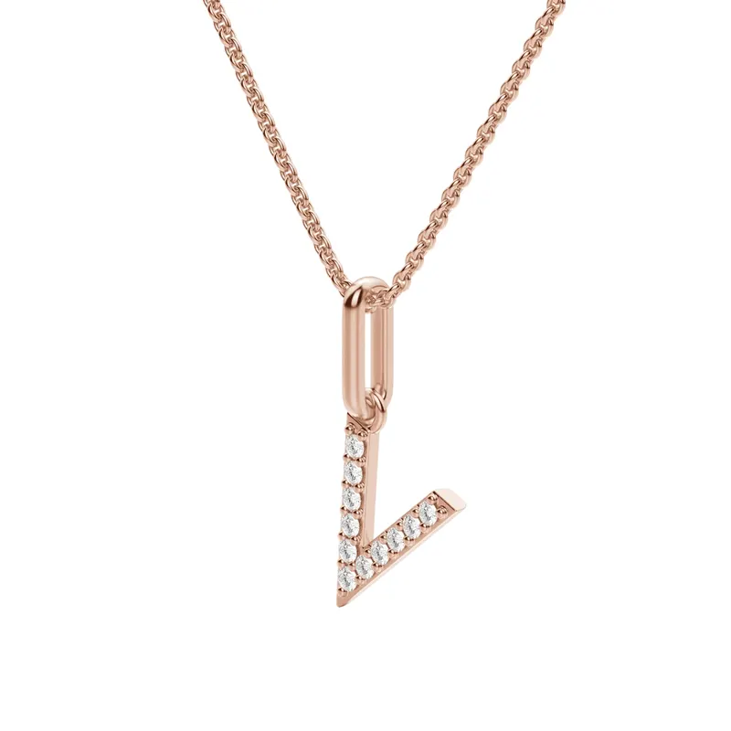 Wisiorek Litera "V" Laboratoryjny Diament 585 Białe Złoto (14K)