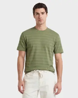 Gant Bawełniany T-Shirt Męski W Paski Z Okrągłym Kołnierzykiem Regular Fit