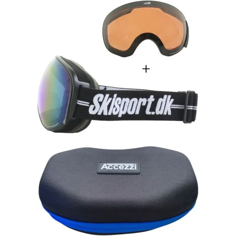 Demon Magnet Skisport.dk Edition, Blue Mirror + Accezzi etui na gogle