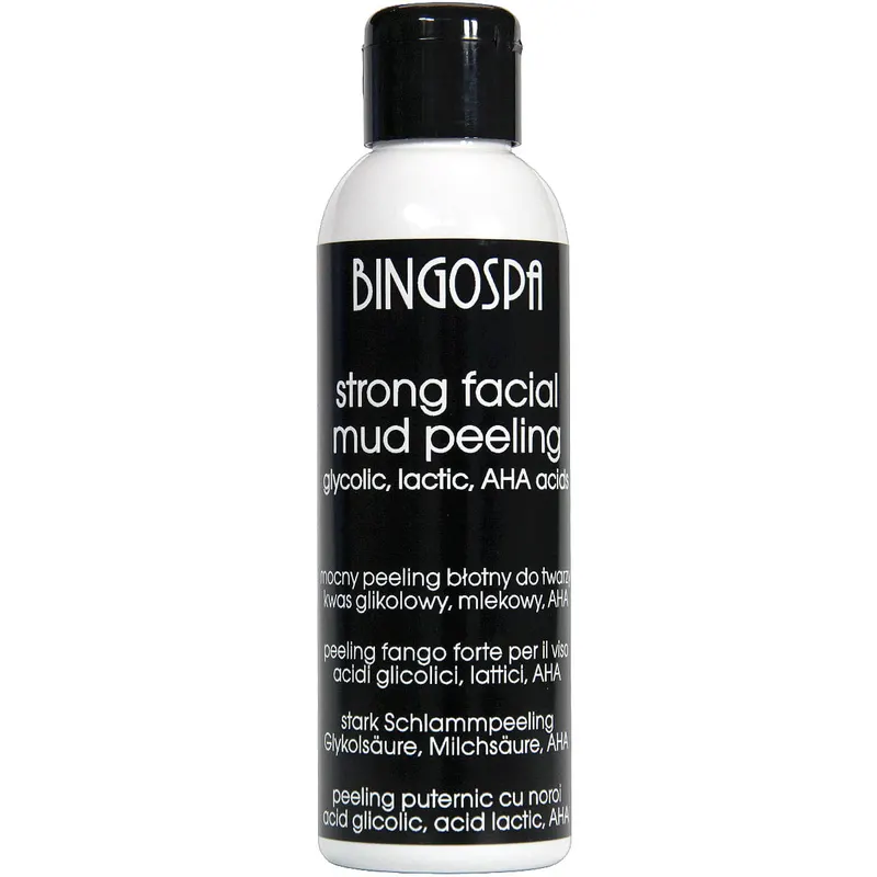 Mocny peeling błotny do twarzy - kwas glikolowy i mlekowy, kwasy owocowe BINGOSPA
