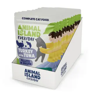 ANIMAL ISLAND Indyk z tuńczykiem Fileciki w rosole Box - mokra karma dla kota - 12x85g