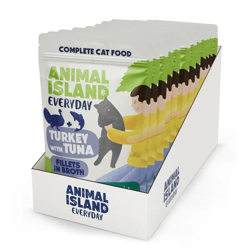 ANIMAL ISLAND Indyk z tuńczykiem Fileciki w rosole Box - mokra karma dla kota - 12x85g