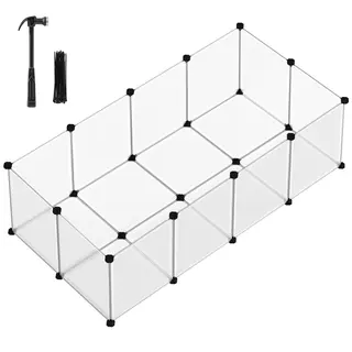 Songmics plastikowy kojec, biały - Dł. 143 x szer. 73 x wys. 46 cm
