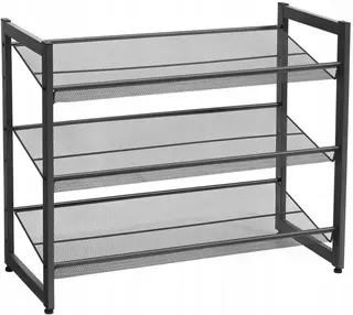 Regał SZAFKA na buty 74 x 62,8 x 30,7 cm czarna METALOWA stojak regulowany