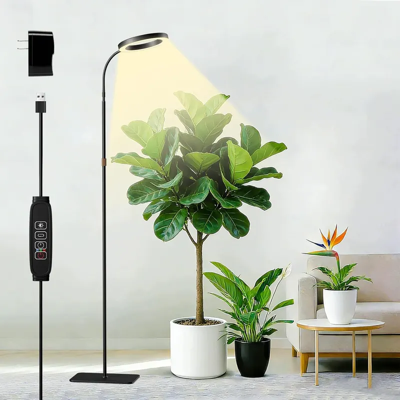 Lampa do roślin LED pełne spektrum stojąca 80 diod timer 3/9/12h 42-155 cm