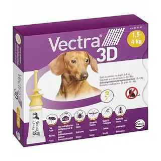 CEVA Vectra 3D (1,5-4kg) - krople przeciw pasożytom dla psa - 3 x 0,8ml