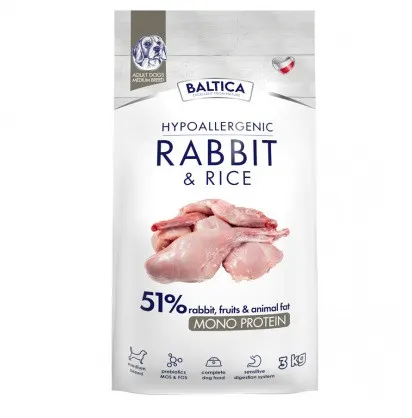 BALTICA Nutraceutic Hypoallergenic Rabbit & Rice M - sucha karma dla psa - 3kg