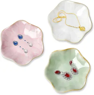 Ceramiczne miseczki na biżuterię 3 szt. boho kwiat 10,8 x 9,6 x 2,5 cm