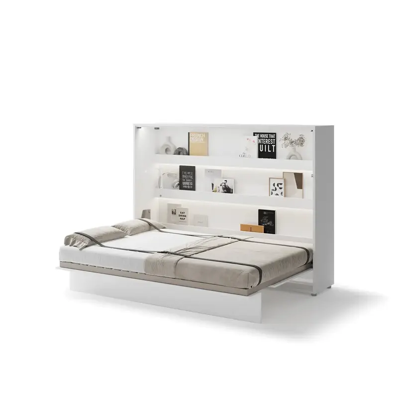 Półkotapczan poziomy BC-04 Bed Concept | 140x200 cm | Biały | składany | funkcjonalny | oszczędność przestrzeni
