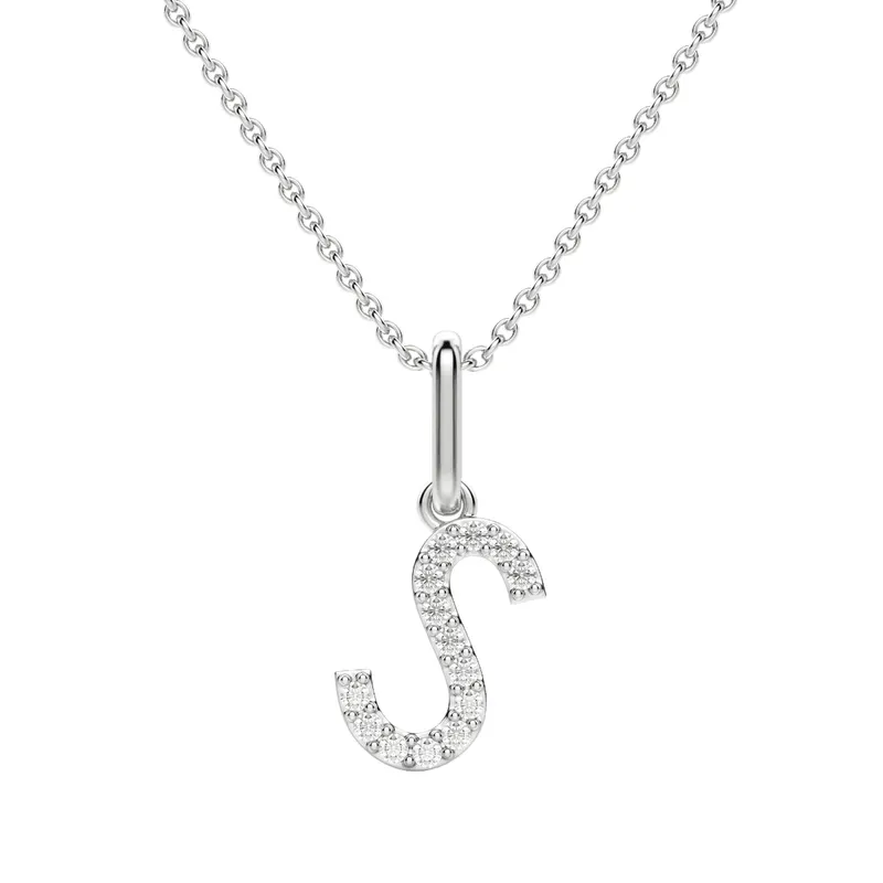 Wisiorek Litera "S" Laboratoryjny Diament 585 Białe Złoto (14K)
