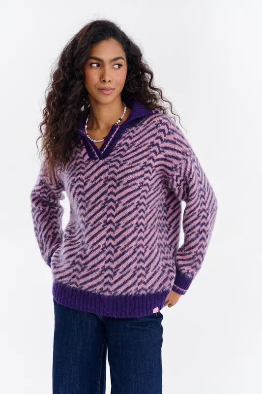Sweter polo z moherem Touch of Mood