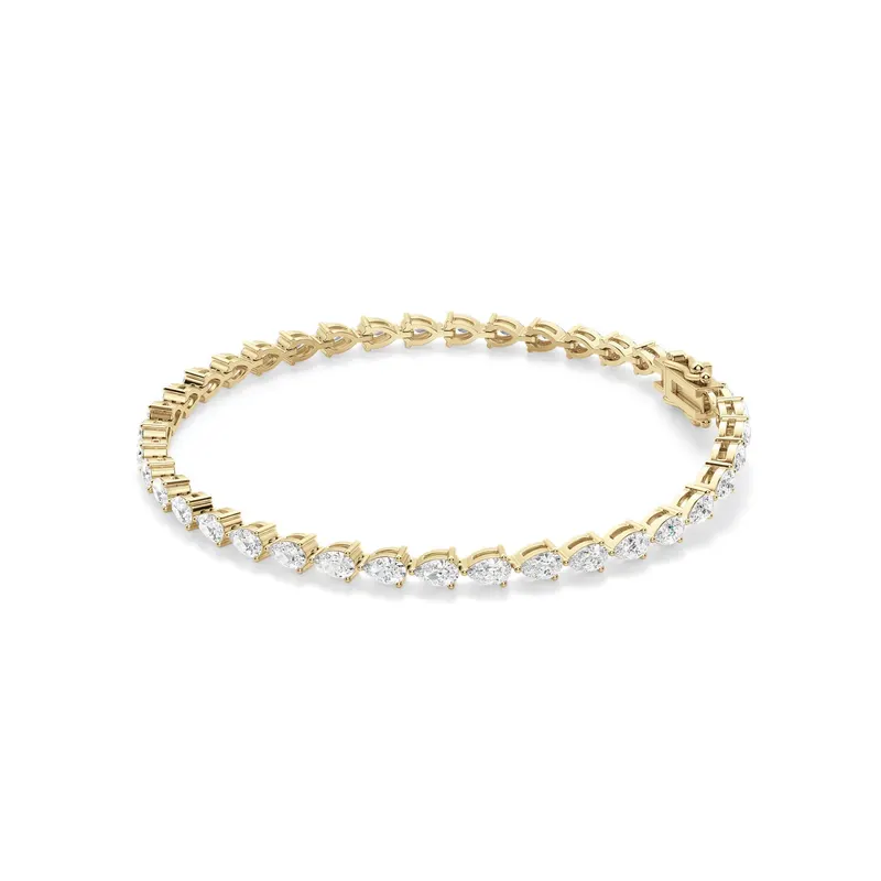 3 Prong Gruszka Tenisowa Bransoletka s Laboratoryjnym Diamentem 7.00 krt z żółtego złota pr. 14K (585)
