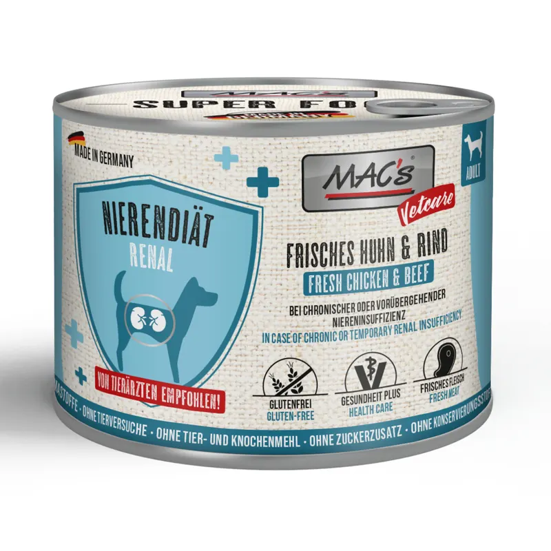 Korzystny pakiet MAC's Dog Vetcare Nierendiät, 24 x 200 g - Kurczak i wołowina