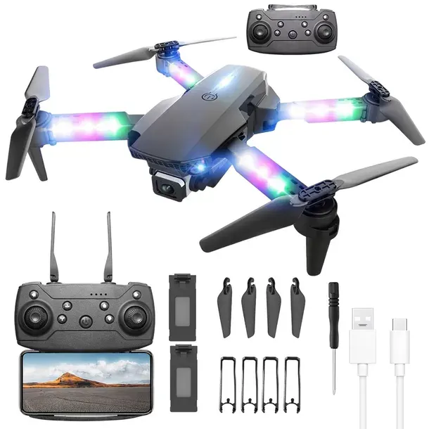 DRON DLA POCZĄTKUJĄCYCH AUTOMATYCZNE LĄDOWANIE ŚWIATŁA LED 1800MAH quadrocopter do nauki latania, model latający