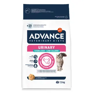 6,5 + 1 kg / 7 + 1 kg gratis! Advance Veterinary Diets, 7,5 kg / 8 kg - Cat Urinary Sterilized Low Calorie, 7,5 kg