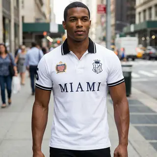 Summer Men's Polo Shirt Classic Miami Embroidery Short Sleeve Casual Sports White Collar T-SHIRTS Plus Size XS- 7XL Male Clothes