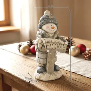 Dekoracja świąteczna figura bałwana, podświetlana statua świąteczna z MGO z tabliczką „Welcome”, diody LED i timer dzienny