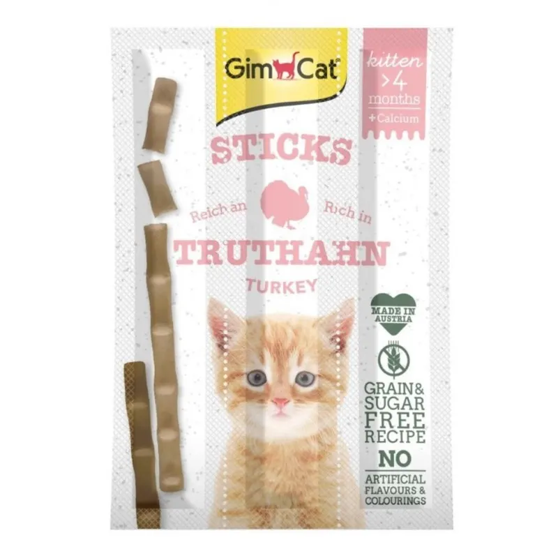 GIMCAT Sticks Kitten Indyk - przysmak dla kota - 3x3g