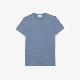 Lacoste Męski T-Shirt Z Dekoltem Typu Crew Neck Z Bawełny Pima Niebieski
