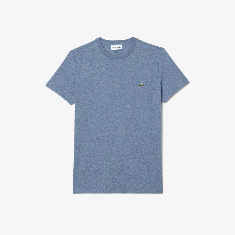 Lacoste Męski T-Shirt Z Dekoltem Typu Crew Neck Z Bawełny Pima Niebieski