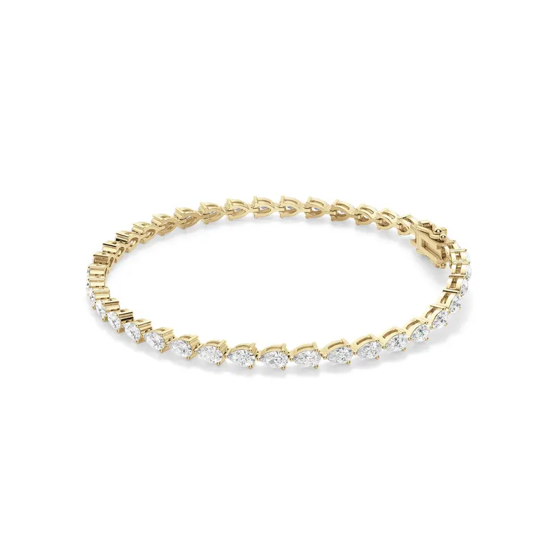 3 Prong Gruszka Tenisowa Bransoletka s Laboratoryjnym Diamentem 9.00 krt z żółtego złota pr. 14K (585)