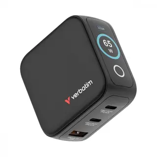 Verbatim Ładowarka Mini GaN 65W TFT 2xUSB-C 1xUSB-A EU/UK/USA 30238
