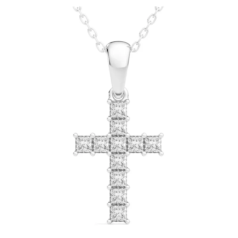 Wisiorek Krzyż 0.33 krt Laboratoryjny Diament 585 Białe Złoto (14K)