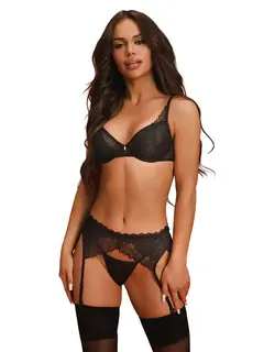 Obsessive Deina More 3-pcs Set Black - S/M