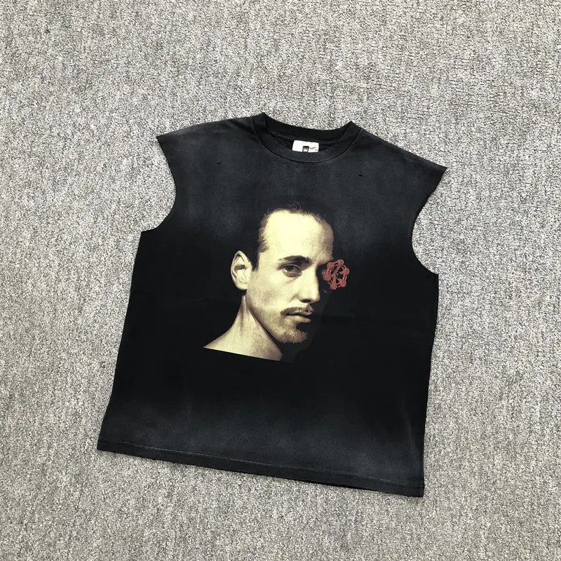Yao Fashion Streetwear Loose Oversize Tops Unisex Cleanfit Style Casual Men Tank Sleeveless Vintage Graphics Print Vest For Men