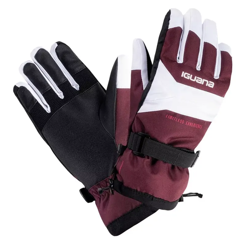 Rękawice narciarskie damskie Iguana Alessia W - purpurowo-białe, Rozmiar L/XL