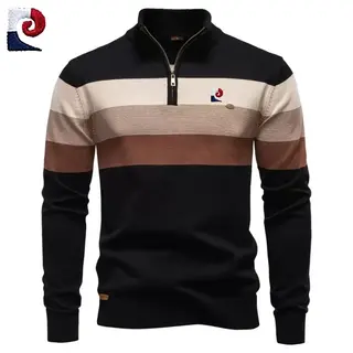 New Men's High Quality Knitted Half Zipper Sweater Spring and Autumn Fashion Casual Warm Versatile Top