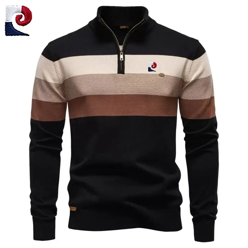 New Men's High Quality Knitted Half Zipper Sweater Spring and Autumn Fashion Casual Warm Versatile Top