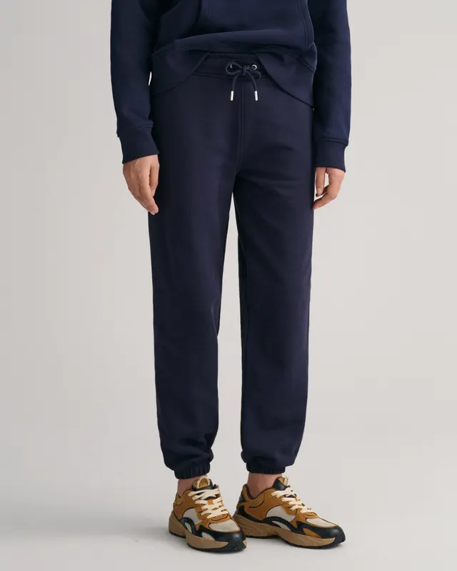 Gant Spodnie Dresowe Damskie Z Nadrukiem Relaxed Fit Granatowe