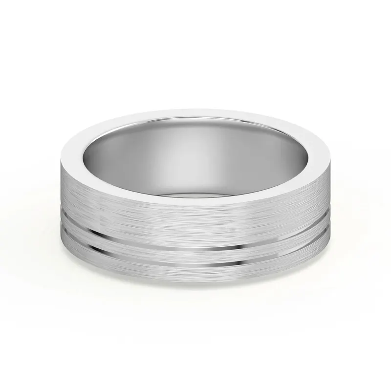Double Lined Flat Obrączka Ślubna 585 Białe Złoto (14K) 6 MM