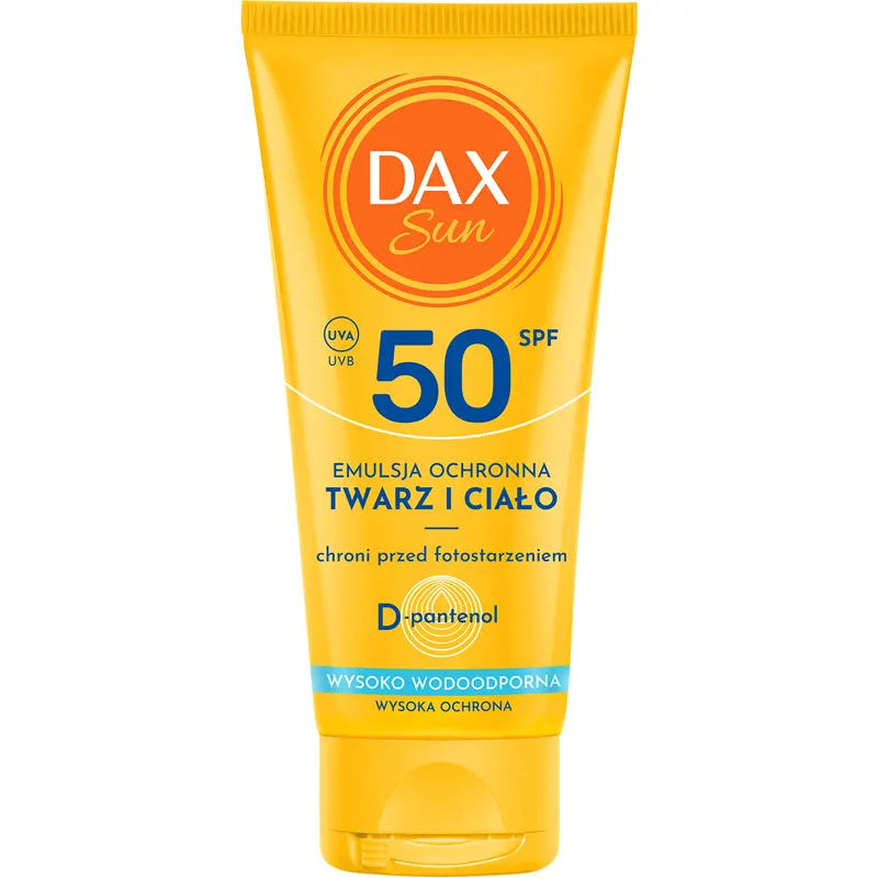 Dax Sun Travel emulsja ochronna SPF 50 do twarzy i ciała z D-pantenolem, gliceryną i ekstraktem z bawełny 50 ml