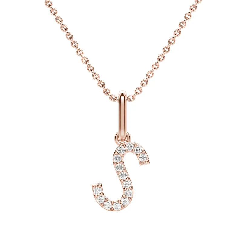 Wisiorek Litera "S" Laboratoryjny Diament 585 Różowe Złoto (14K)