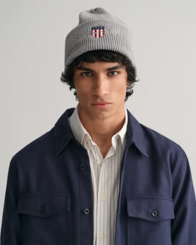 Gant Czapka Zimowa Unisex Z Nadrukiem Szara