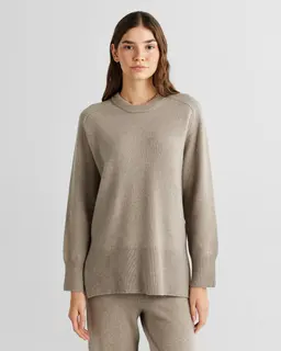 Gant Sweter Damski Okrągły Kołnierzyk Z Długim Rękawem Relaxed Fit Beżowy