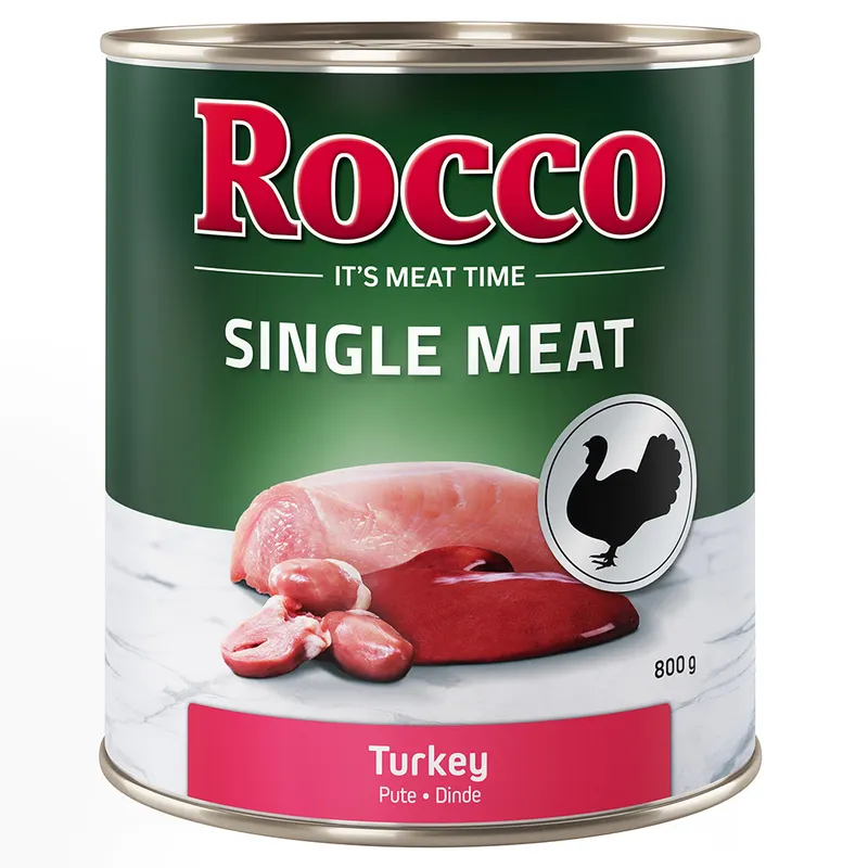Korzystny pakiet Rocco Single Meat, 12 x 800 g - Indyk