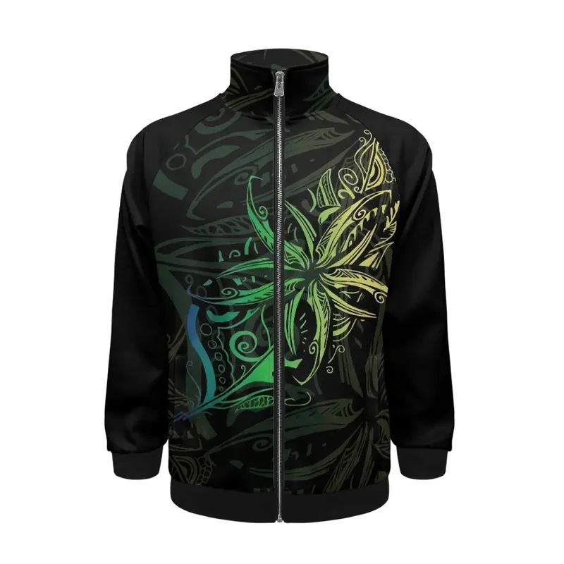 Hoodie Mens Streetwear Zip up Jacket Outer Custom Polynesian Tribal Tattoo Black Samoan Print Casual Open Zip Sweatshirt