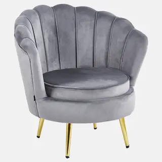 Fotel muszelka ELIF | Welur | Szary #19 | OUTLET