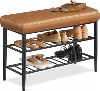 ŁAWKA NA BUTY ZE SCHOWKIEM SIEDZISKO TAPICEROWANE INDUSTRIALNE LOFT BRĄZOWY