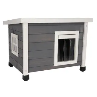 Kerbl Pet domek dla kota Rustica, biały/szary - Dł. x szer. x wys.: 57 x 45 x 43 cm